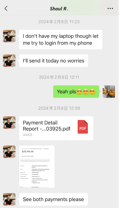 Image of the fake bank slip from the cheater Valyou Furniture